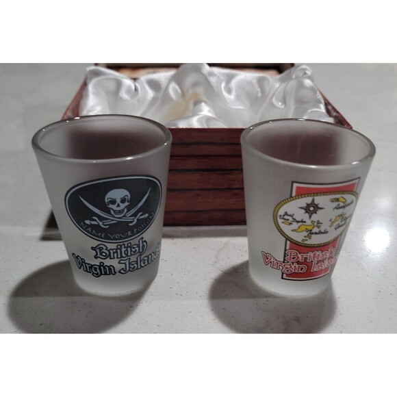 St. Thomas Virgin Islands Shot Glasses (2) in Pirate Treasure Chest Souvenirs - Picture 8 of 15